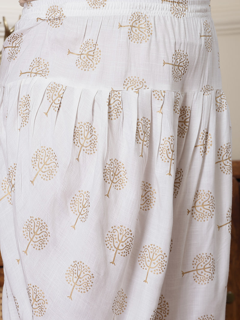 Plus Size Women's Printed & Embroidered Rayon Kurti with Dhoti Pant (KDVOILMAHIPLUS)