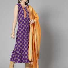 Rayon A-Line Kurta with Dupatta