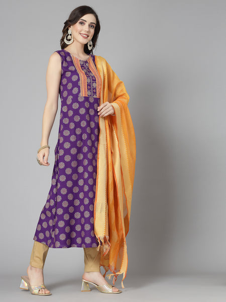 Rayon A-Line Kurta with Dupatta