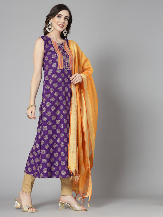 Rayon A-Line Kurta with Dupatta