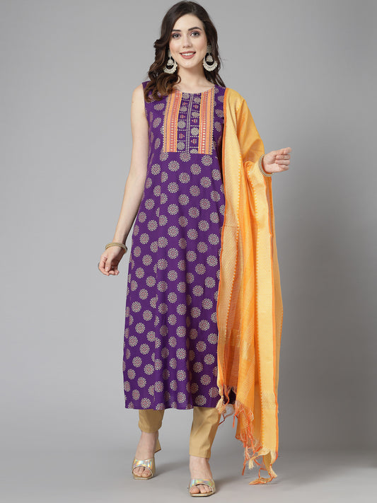 Rayon A-Line Kurta with Dupatta