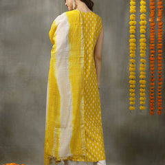 Women's Printed & Embroidered Rayon A-Line Kurta with Dupatta (KDYLWFRUITY)