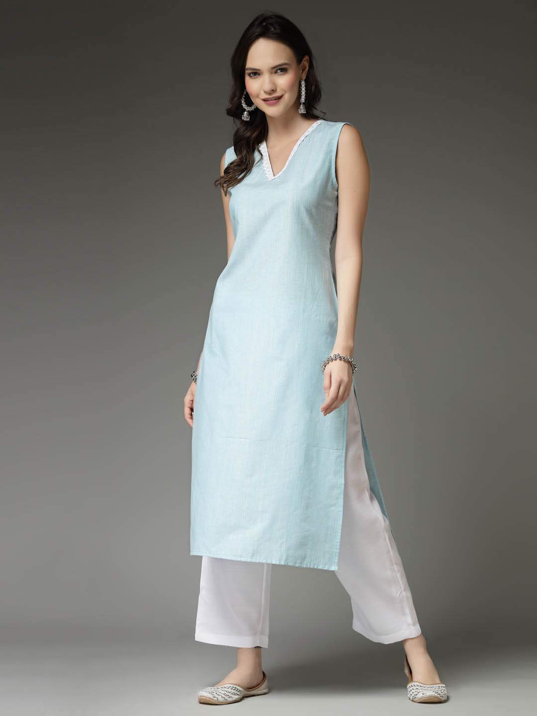 Women Off White Silk Straight Indian Kurta With Pants & Dupatta Set Dress |  eBay