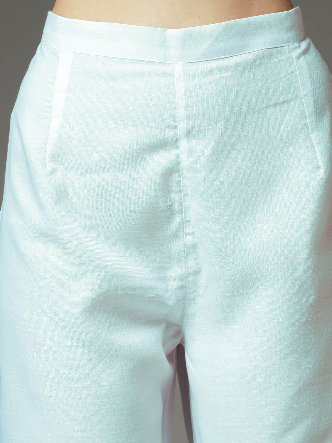 Stylum Women's Solid Cotton Blend Straight Kurta Pant Set (KPAQUAASMI)