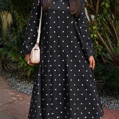 Stylum Women's Black Polka Dots Printed Rayon A-Line Kurta With Palazzo (KPBLACKRUBBER)