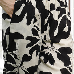 Stylum Women's Black Floral Printed Cotton Straight Kurta Palazzo Set (KPBLACKRUBI)