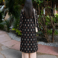 Stylum Women's Black Ikat Printed Rayon A-Line Kurta With Palazzo (KPBLACKVILAS)