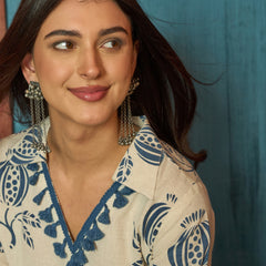 Stylum Women's Blue Printed Cotton Straight Kurta Pant Set (KPBLUEBLOOM)