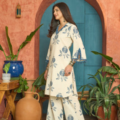 Stylum Women's Blue Printed Cotton Straight Kurta Pant Set (KPBLUEBLOOM)