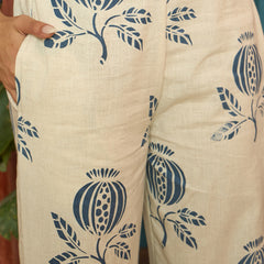 Stylum Women's Blue Printed Cotton Straight Kurta Pant Set (KPBLUEBLOOM)