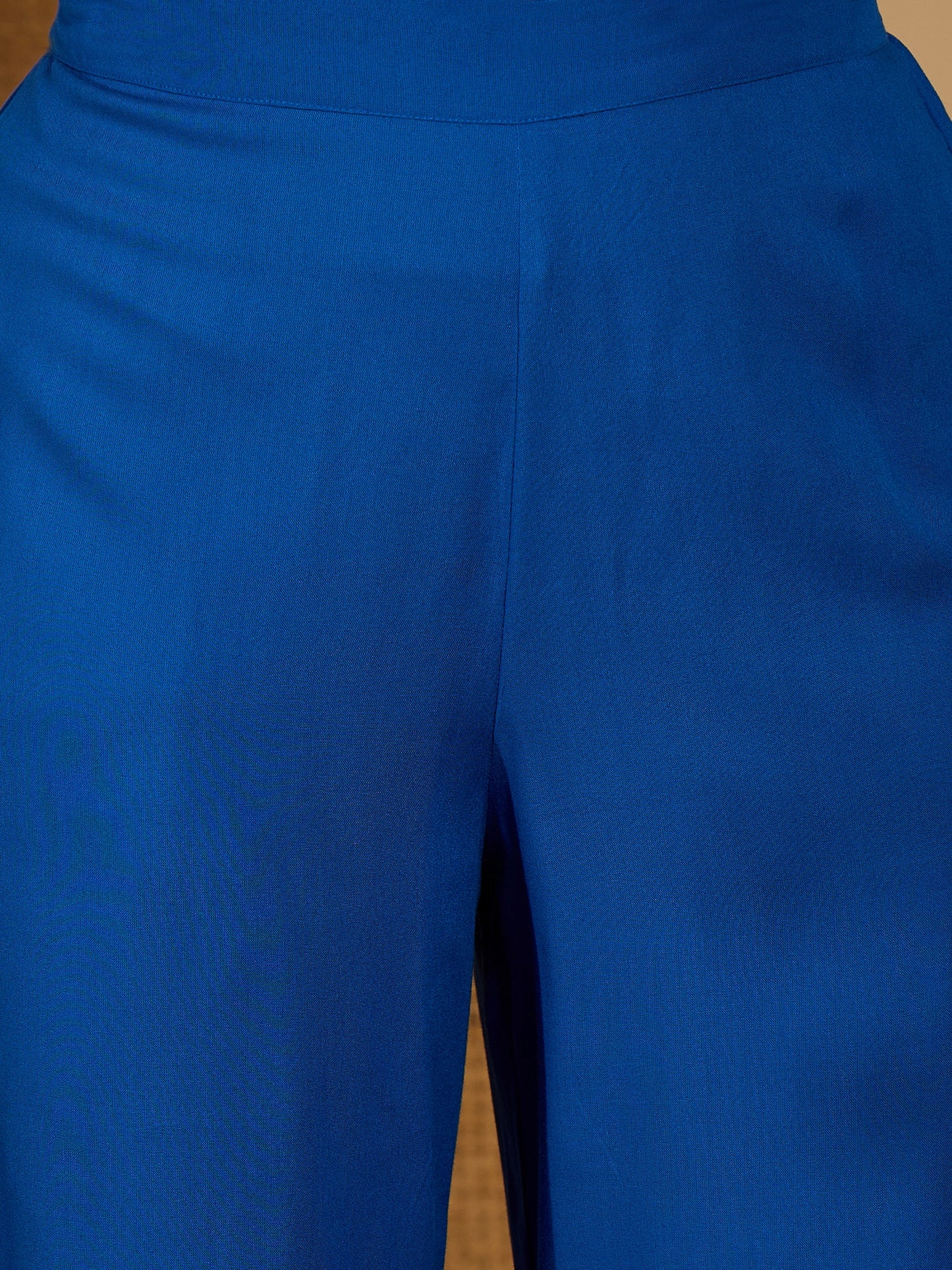 Stylum Women's Blue Solid & Embroidered Rayon A-Line Kurta Pant Set (KPBLUEIDAL)