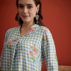 Stylum Women's Blue Floral Printed Rayon A-Line Kurta Palazzo Set (KPBLUERAMEN)