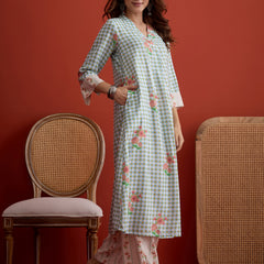 Stylum Women's Blue Floral Printed Rayon A-Line Kurta Palazzo Set (KPBLUERAMEN)
