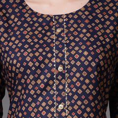 Stylum Women's Printed Poly Crepe Straight Kurta Palazzo Set (KPBLUETALE)