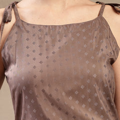 Stylum Women's Brown Woven Design Rayon Straight Kurta Pant Set (KPBROWNPIPER)