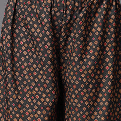 Stylum Women's Printed Poly Crepe Straight Kurta Palazzo Set (KPBROWNTALE)