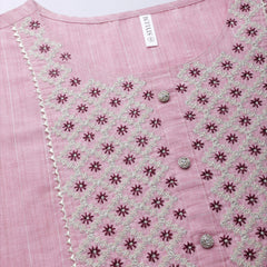 Stylum Women's Woven Design & Embroidered Cotton Blend Straight Kurta Pant Set (KPBRUNOPINK)