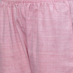 Pink Cotton Blend Straight Kurta Pant Set