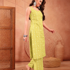 Stylum Women's Corn Woven Design Cotton Straight Kurta Palazzo Set (KPCORNMATRU)