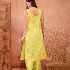 Stylum Women's Corn Woven Design Cotton Straight Kurta Palazzo Set (KPCORNMATRU)