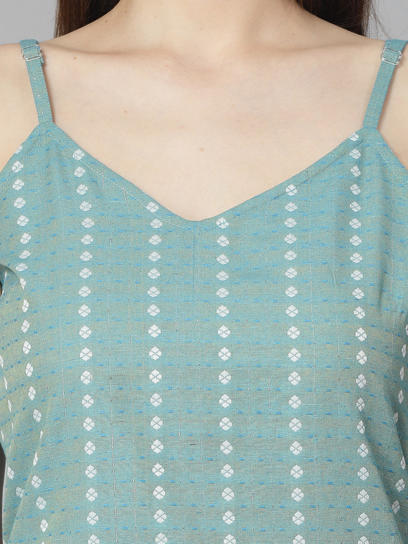 Stylum Women's Woven Designed Cotton Blend Straight Kurta Pant Dupatta Set (KPDAQUATIMMER)