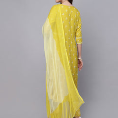 Stylum Women's Floral Printed Rayon Kurta Pant Dupatta Set (KPDARROW)