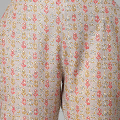 Stylum Women's Floral Printed Cotton Blend Straight Kurta Pant Dupatta Set (KPDBEIGEDANGAL)