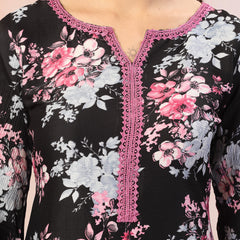 Stylum Women's Black Printed Italian Crush Straight Kurta Pant Dupatta Set (KPDBLACKBUNK)