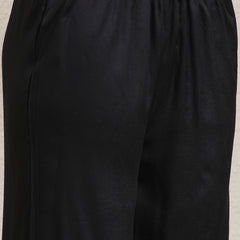 Stylum Women's Bandhej Printed Rayon Naira Cut Kurta Palazzo Dupatta Set (KPDBLACKCHARLI)