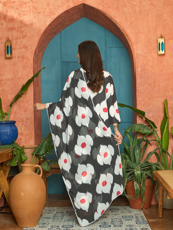 Stylum Women's Black Floral Printed Rayon A-Line Kurta Pant Dupatta Set (KPDBLACKHUREN)