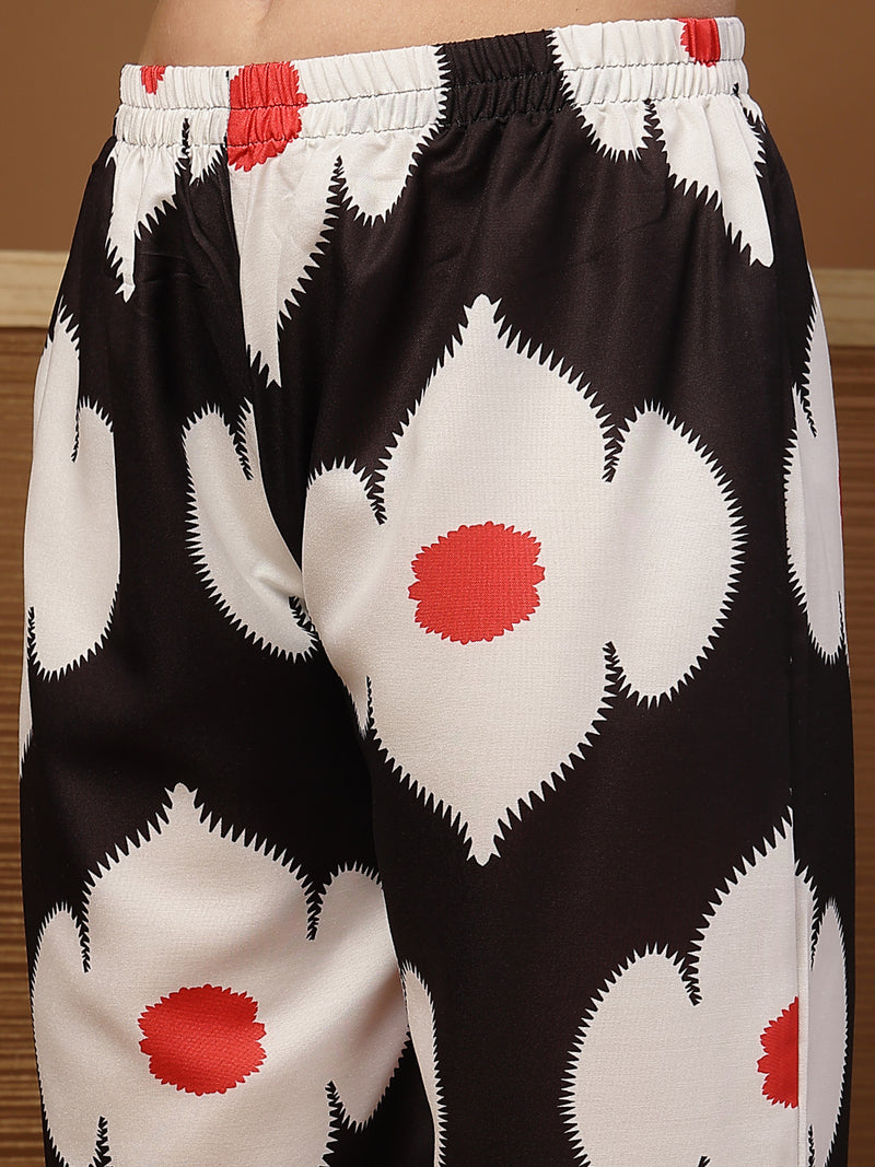 Stylum Women's Black Floral Printed Rayon A-Line Kurta Pant Dupatta Set (KPDBLACKHUREN)