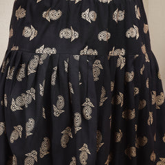 Stylum Women's Paisley Printed Rayon Pleated Kurta Dhoti Dupatta Set (KPDBLACKJOY)