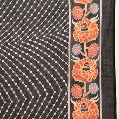 Stylum Women's Black Floral Printed Cotton Blend Straight Kurta Pant Dupatta Set (KPDBLACKMETA)