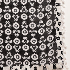 Stylum Women's Black Ethnic Motif Printed Cotton Straight Kurta Palazzo Dupatta Set (KPDBLACKROSHAN)