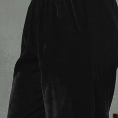 Stylum Women's Black Solid & Embroidered Velvet Straight Kurta Pant Dupatta Set (KPDBLACKSAYRA)