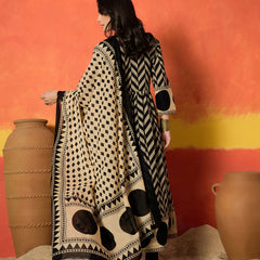 Stylum Women's Black Chevron Printed Cotton Anarkali Kurta Pant Dupatta Set (KPDBLACKSOONY)