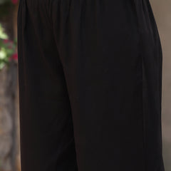 Stylum Women's Black Floral Printed & Embroidered Rayon Flared Kurta Palazzo Dupatta Set (KPDBLACKSWAN)