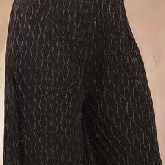 Stylum Women's Black Solid & Embroidered Wool Blend Straight Kurti Palazzo Dupatta Set (KPDBLACKZANYA)