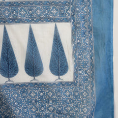 Stylum Women's Blue Ethnic Printed & Embroidered Cotton Anarkali Kurta Pant Dupatta Set (KPDBLUEALORA)