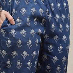 Stylum Women's Floral Printed Rayon Anarkali Kurta Pant Dupatta Set (KPDBLUEBAHAR)