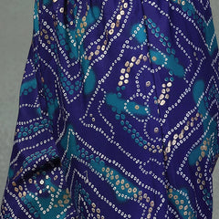 Stylum Women's Blue Bandhani Print & Embroidered Muslin Straight Kurta Pant Dupatta Set (KPDBLUEBANNO)