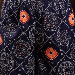 Stylum Women's Blue Bandhej Printed & Embroidered Crepe Flared Kurta Palazzo Dupatta Set (KPDBLUEBOONDI)