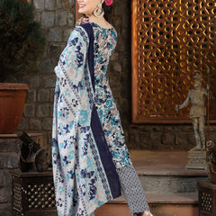 Stylum Women's Floral Printed Cotton Blend Straight Kurta Pant Dupatta Set (KPDBLUEDHOOM)