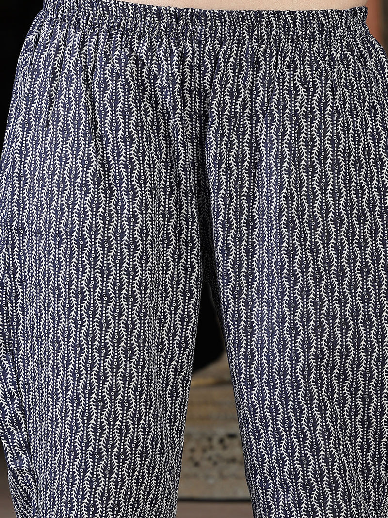 Stylum Women's Floral Printed Cotton Blend Straight Kurta Pant Dupatta Set (KPDBLUEDHOOM)