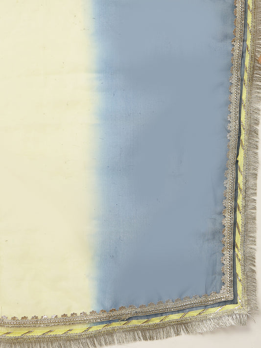 Stylum Women's Blue Solid & Embroidered Velvet A-Line Kurta Pant Dupatta Set (KPDBLUEDOLMU)