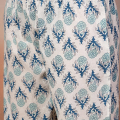 Stylum Women's White Ethnic Motif Printed Cotton A-Line Kurta Pant Dupatta Set (KPDBLUEDORAA)