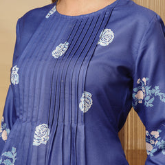 Stylum Women's Blue Floral Printed Rayon A-Line Kurta Pant Dupatta Set (KPDBLUEFANA)