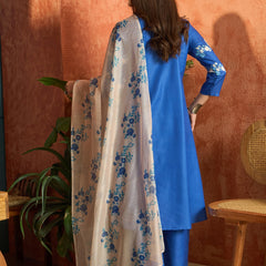 Stylum Women's Blue Floral Printed Rayon A-Line Kurta Pant Dupatta Set (KPDBLUEFANA)