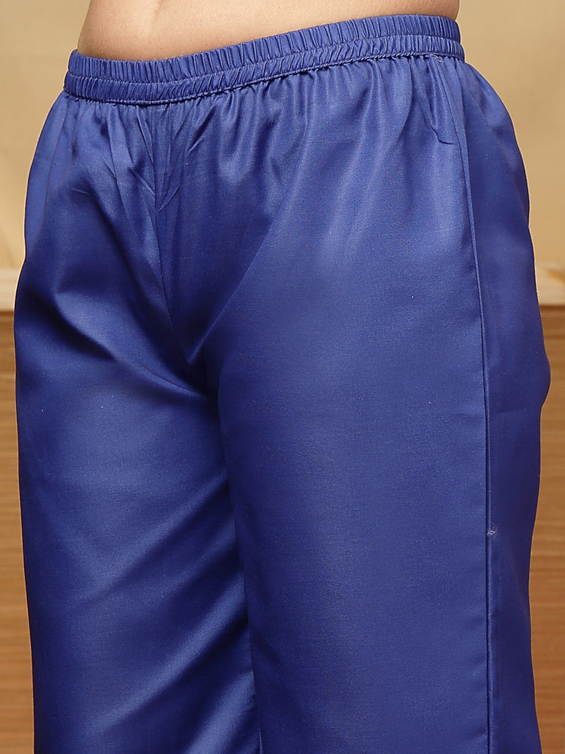 Stylum Women's Blue Floral Printed Rayon A-Line Kurta Pant Dupatta Set (KPDBLUEFANA)