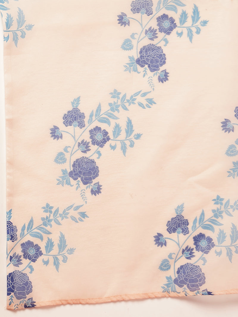 Stylum Women's Blue Floral Printed Rayon A-Line Kurta Pant Dupatta Set (KPDBLUEFANA)